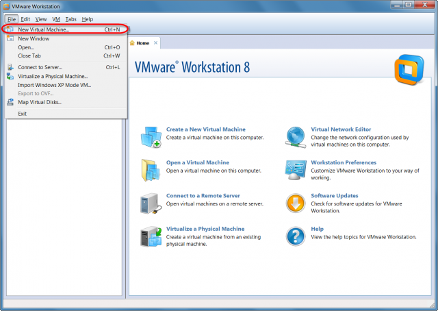 Vytvorenie novej VM vo WMware Workstation 8