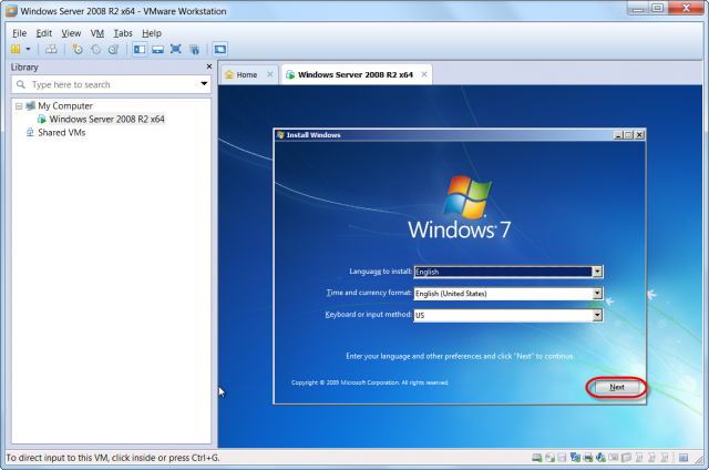 Úvodná obrazovka po nabootovaní z ISO Windows 7 x64