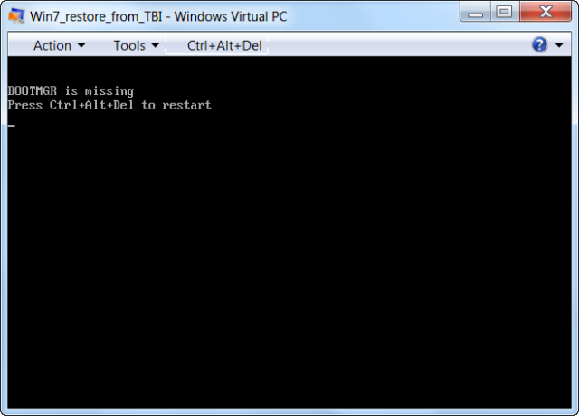 Bootovanie VM je potrebné opraviť pomocou inštalačného média Windows 7 x32