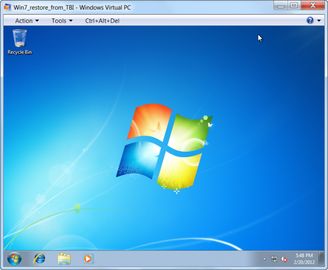 Úspešne spustená inštancia Windows 7 x32, obnovená z C-Image zálohy