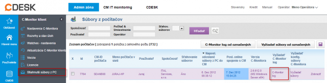 Prístup k zobrazeniu C-Monitor Logu prostredníctvom CM portálu 