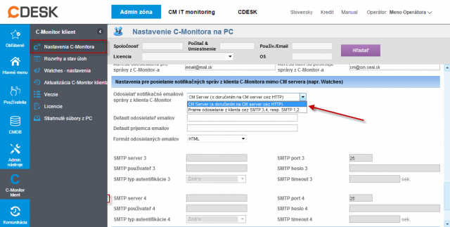 Nastavenie odosielania notifikačných správ jednoduchším spôsobom (cez CM Server)