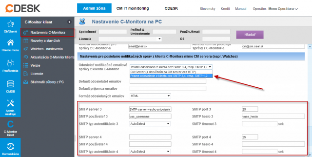 Autonómne odosielanie notifikačných správ cez SMTP servery